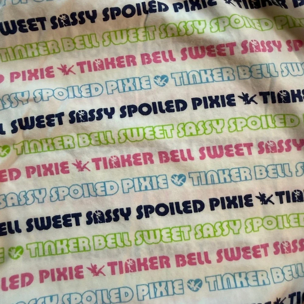 Disney Tinker Bell Pajama Pants S Sweet Sassy Spoiled Pixie Cotton Lounge White - Picture 9 of 9
